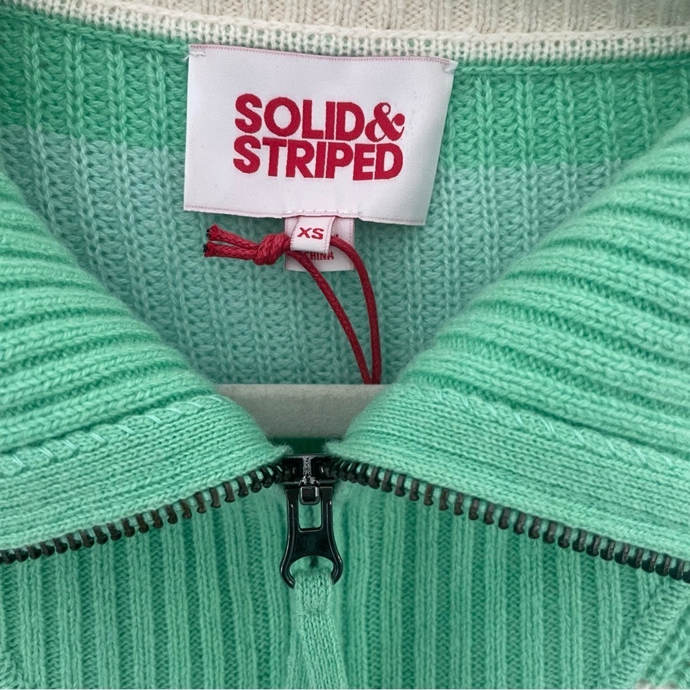 Solid & Striped Nwt Adriana Quarter Zip Sweater Stripes Ribbed Wool Cashmere — image 6 of 8